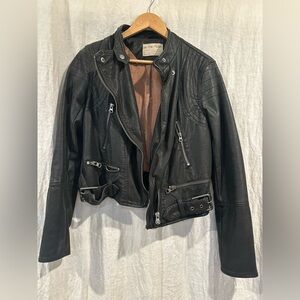 free people | vegan leather moto jacket (small)